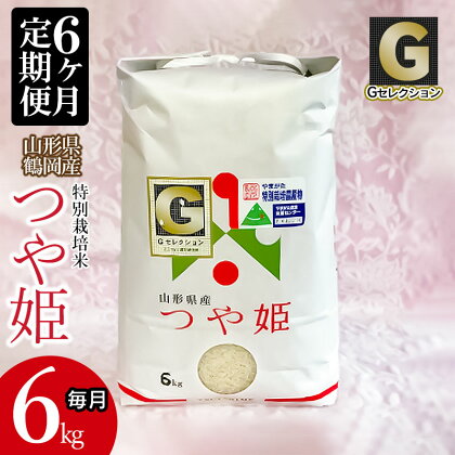 【定期便6ヶ月】【令和5年産】山形県鶴岡産 Gセレクションつや姫 精米 6kg×6回 合計36kg