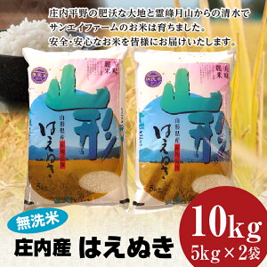 【ふるさと納税】【先行予約・令和3年産】工藤さんの特別栽培米 はえぬき 無洗米 10kg(5kg×2袋)精米したてをお届け! ※発送時期が選べる 山形県庄内産