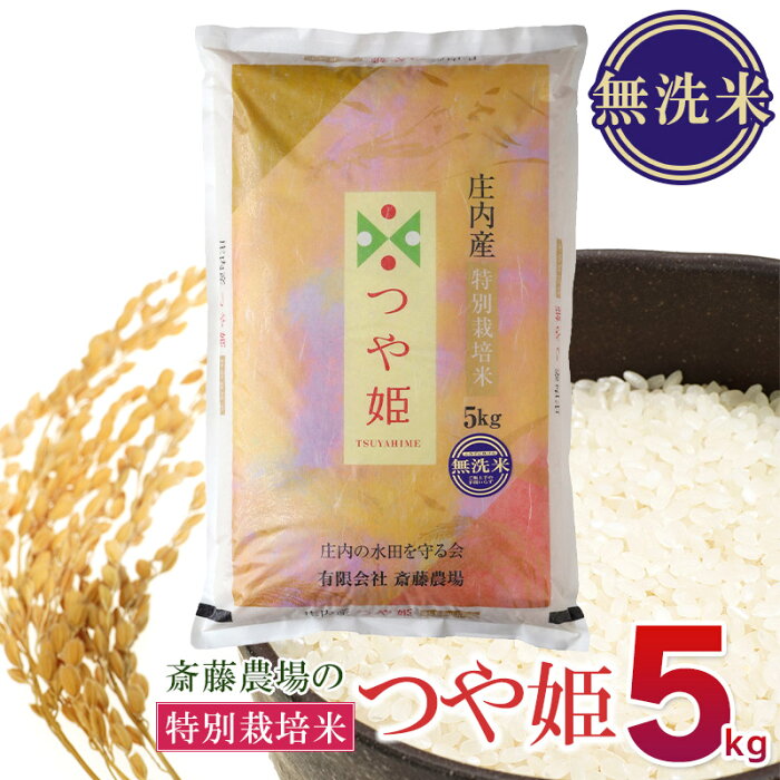 【ふるさと納税】【令和4年産】斎藤農場の特別栽培米 つや姫 無洗米 5kg 新米