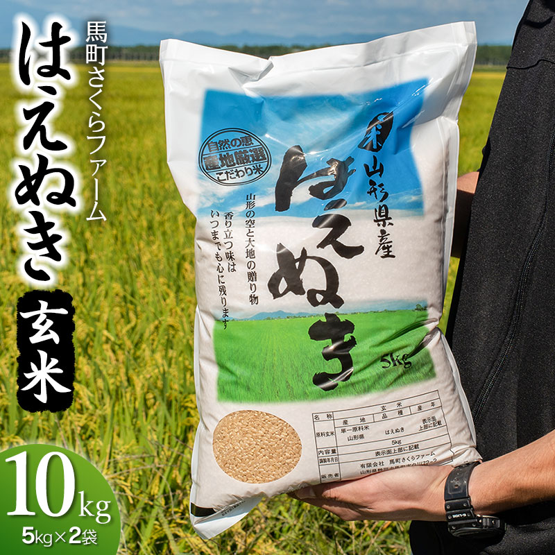 [令和5年産]馬町さくらファームのはえぬき 玄米 10kg(5kg×2)