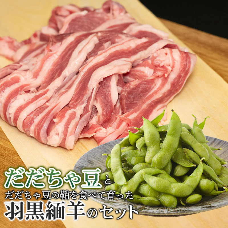 【令和6年産 先行予約】だだちゃ豆とだだちゃ豆の鞘を食べて育った羽黒緬羊のセット | 肉バルYAKU禄 羊肉 枝豆 山形県 鶴岡市 返礼品 お取り寄せグルメ 詰め合わせ 楽天ふるさと 納税 えだまめ 羊 ひつじ 肉 まめ お肉 国産 野菜 おつまみ