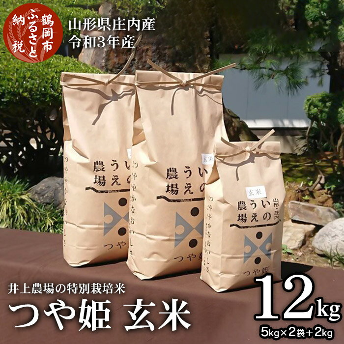 【ふるさと納税】山形県庄内産 令和3年産 新米 井上農場の特別栽培米 つや姫 【玄米】12kg | 山形県 鶴岡市 山形 楽天ふるさと 納税 楽天ふるさと納税 返礼品 支援品 つやひめ お米 コメ こめ 米 名産品 特産品 ブランド米 おこめ 美味しい 庄内 特別栽培 食品 食料品