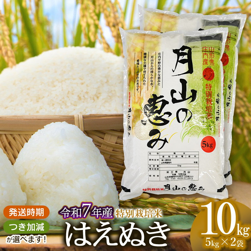 【ふるさと納税】 【令和7年産先行予約】 特別栽培米 はえぬき 10kg(5kg×2袋 計10kg) 2025年 |山形県 鶴岡市 返礼品 無洗米 白米 ブランド米 お取り寄せ 米 楽天ふるさと 納税 お米 おこめ 特別栽培 コメ 7分つき 10キロ こめ 精米 美味しい 鶴岡産 単一原料米