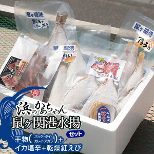 【ふるさと納税】浜のかあちゃんの店 鼠ヶ関港水揚干物+イカ塩辛+乾燥紅えびセット【冷凍便】 鼠ヶ関水産加工生産組合