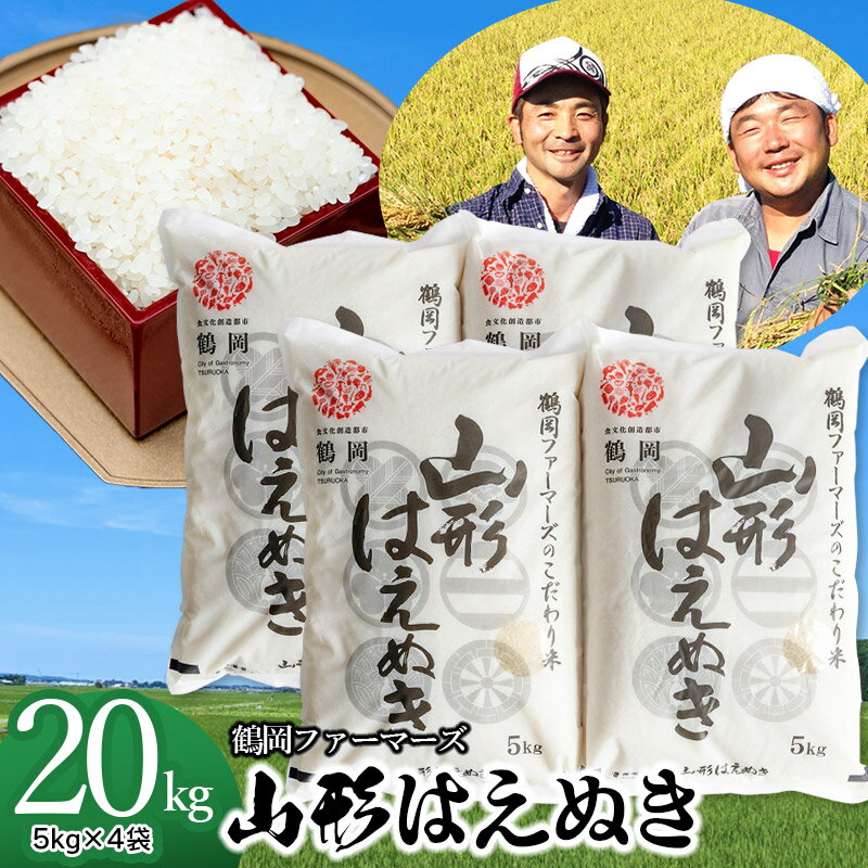 【令和6年産 先行予約】山形はえぬき 精米 20kg(5kg×4袋)　山形県庄内産 一等米 ごはんソムリエ監修