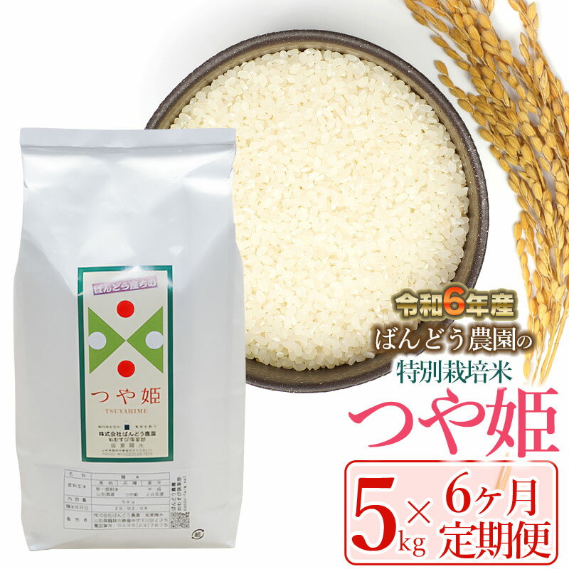 [令和6年産 先行予約][定期便6ヶ月]ばんどう農園の特別栽培米 つや姫5kg×6ヶ月