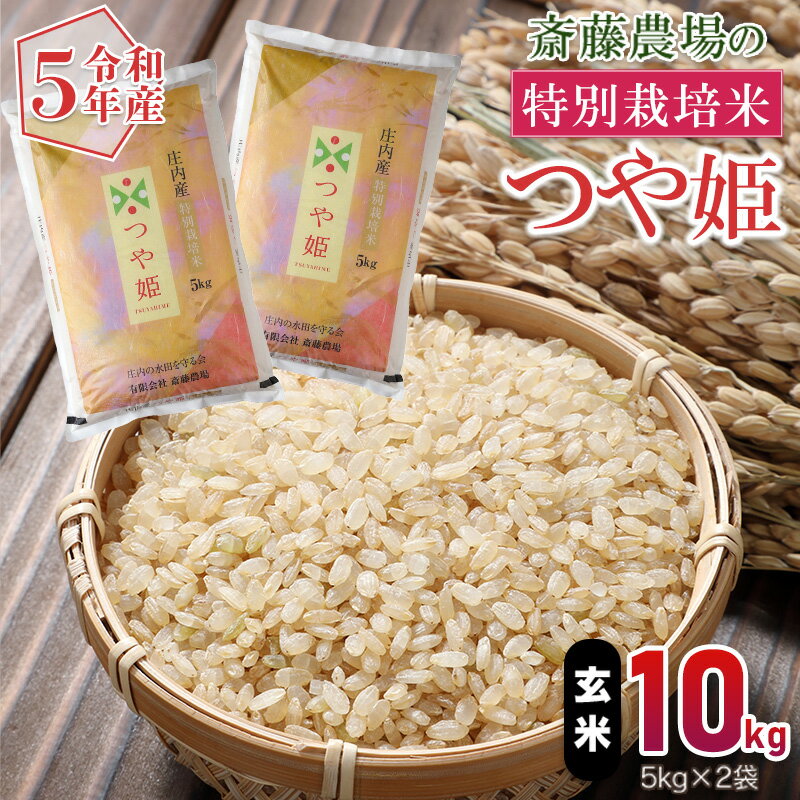 [令和5年産]斎藤農場の特別栽培米 つや姫 玄米 10kg (5kg×2)