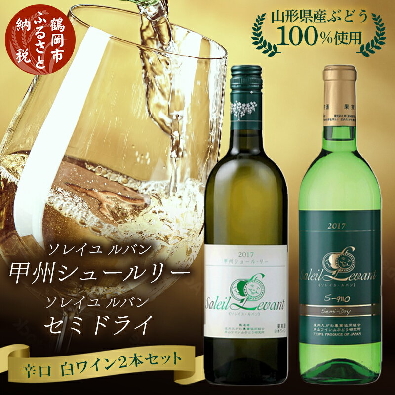 ワイン飲み比べセット 【ふるさと納税】月山ワイン ソレイユ ルバン 甲州シュールリー 白(辛口) ソレイユ ルバン セミドライ 白(やや辛口) 720ml 各1本(720ml 2本セット) A45-001 白ワイン2本セット| 山形県 鶴岡市 山形 鶴岡 山形県鶴岡市 酒 お酒 ワイン 飲み比べ 国産ワイン 日本ワイン おさけ