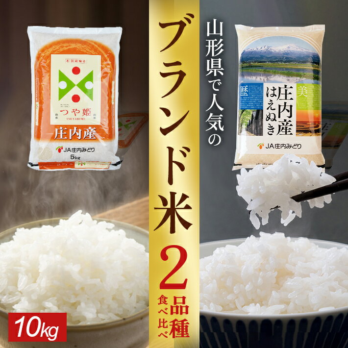 【ふるさと納税】つや姫 5kg はえぬき 5kg 計10kg 大人気銘柄2種食べ比べ 令和5年産米 山形県庄内産 ご希望の時期頃お届け 東北 山形県 酒田市 庄内地方 庄内平野 お米 精米 白米 庄内米 ブランド米 ごはん ご飯 食べ比べ 味比べ セット JA 農協 発送時期が選べる