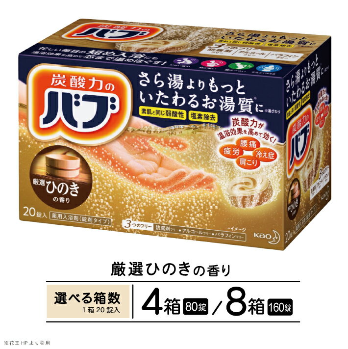 【ふるさと納税】花王 バブ 厳選ひのきの香り 20錠入 選べる箱数 入浴剤 おふろ お風呂 リラックス 癒し 医薬部外品 薬用 東北 山形県 酒田市 単品
