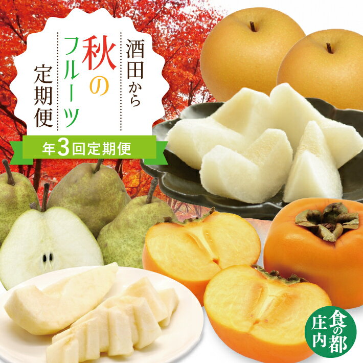 【ふるさと納税】≪3回定期便≫ 酒田から秋のフルーツ定期便2025 8月下旬〜10月中旬:刈屋梨 10月中旬~11月中旬:庄内柿 11月上旬〜12月中旬:ラ・フランス ※着日指定不可 定期便 頒布会 果物 くだもの フルーツ なし ナシ かき カキ 種無し 東北 山形県 酒田市 庄内 秋 旬
