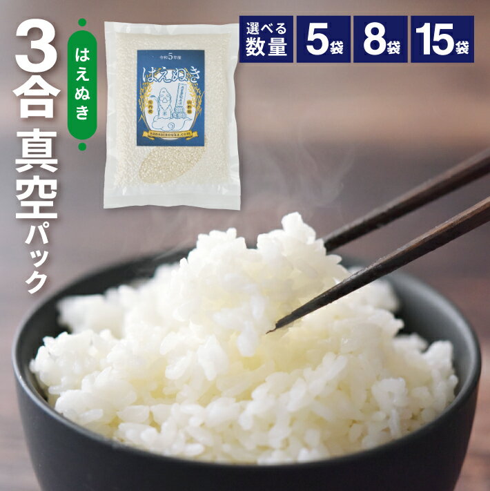 はえぬき 3合 (450g) 真空パック 選べる袋数 山形県酒田産 令和5年産米 東北 山形県 酒田市 庄内地方 庄内平野 米 ブランド米 庄内米 真空米 小分け 一人暮らし 少人数 真空パック 長期保存 備蓄用 お裾分け