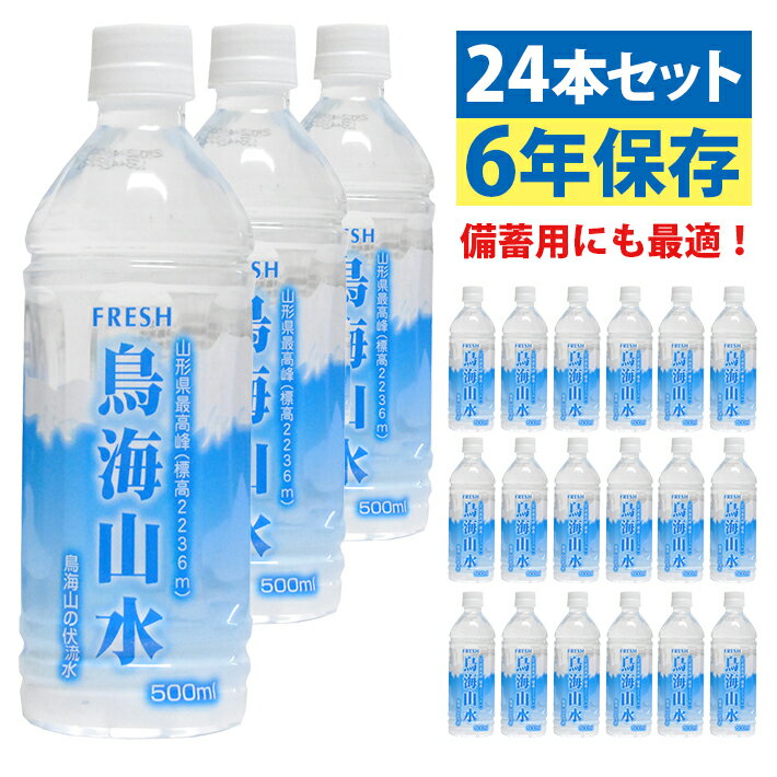 【ふるさと納税】鳥海山水 500ml×24本 賞味期限6年 保存用 備蓄用 ナチュラルミネラルウォーター