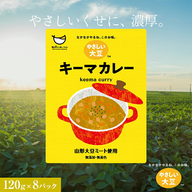 【ふるさと納税】山形大豆ミート やさしい大豆 キーマカレー (120g×8パック) 大豆ミート 大豆 着色料不使用 惣菜 おかず 山形県 新庄市 F3S-1621のサムネイル