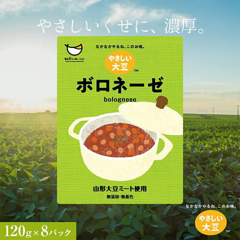 山形大豆ミート やさしい大豆 ボロネーゼ (120g×8パック) 大豆ミート 大豆 添加物不使用 着色料不使用 パスタ 山形県 新庄市 F3S-1622