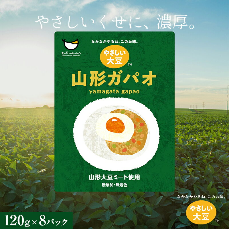 山形大豆ミート やさしい大豆 山形ガパオ (120g×8パック) 大豆ミート 大豆 添加物不使用 着色料不使用 山形県 新庄市 F3S-1623