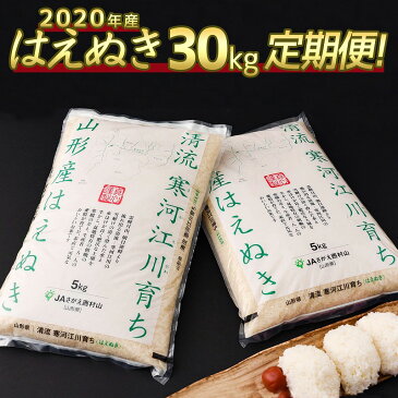 【ふるさと納税】2020年産 計30kg！お米3か月定期便　「清流寒河江川育ち 山形産はえぬき」 ＜先行予約＞令和2年産米 ＜選べる配送時期！ 10kg×3回＞