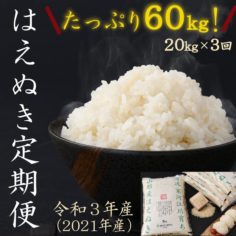 【ふるさと納税】計 60kg 新米 定期便 3回 2021年産 はえぬき 20kg（...