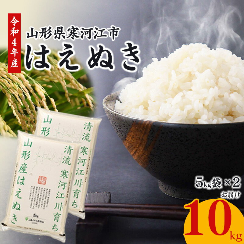 【ふるさと納税】便利で丁度イイ!令和4年産 米 ふるさと納税 はえぬき 10kg (5kg×2袋)2022年産 山形県産( お取り寄せ 特産 お米 精米 白米 小分け 便利 弁当 ごはん ご飯 おかず おにぎり 東北 米どころ 単一原料米 ブランド米 清流 寒河江川 さがえ)のサムネイル