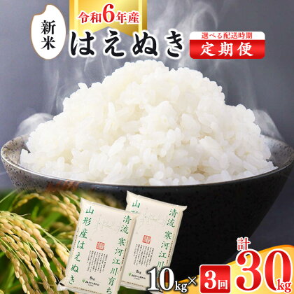 令和6年産 《10kg 3回定期便》 山形県産 はえぬき 10kg(5kg×2袋)×3回 2024年産 令和6年産 新米／ お取り寄せ 特産 白米 小分け 便利 弁当 ごはん ご飯 ライス 食品 食料品 朝食 昼食 夕食 夕飯 東北 5キロ 10キロ 30キロ 3ヵ月 3か月 故郷納税