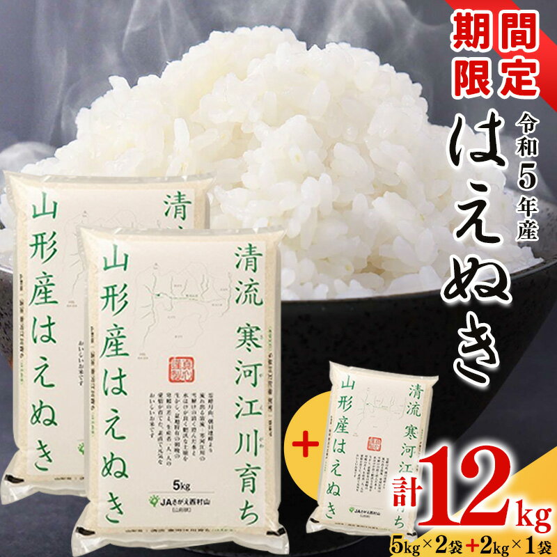 【ふるさと納税】期間限定 令和5年産 はえぬき 12kg 《2024年7月下旬頃発送》山形県産 2023年産 【 特別企画 期間限定 数量限定 10kg 5kg 2kg 精米 お取り寄せ 小分け 白米 東北 山形 国産 12…