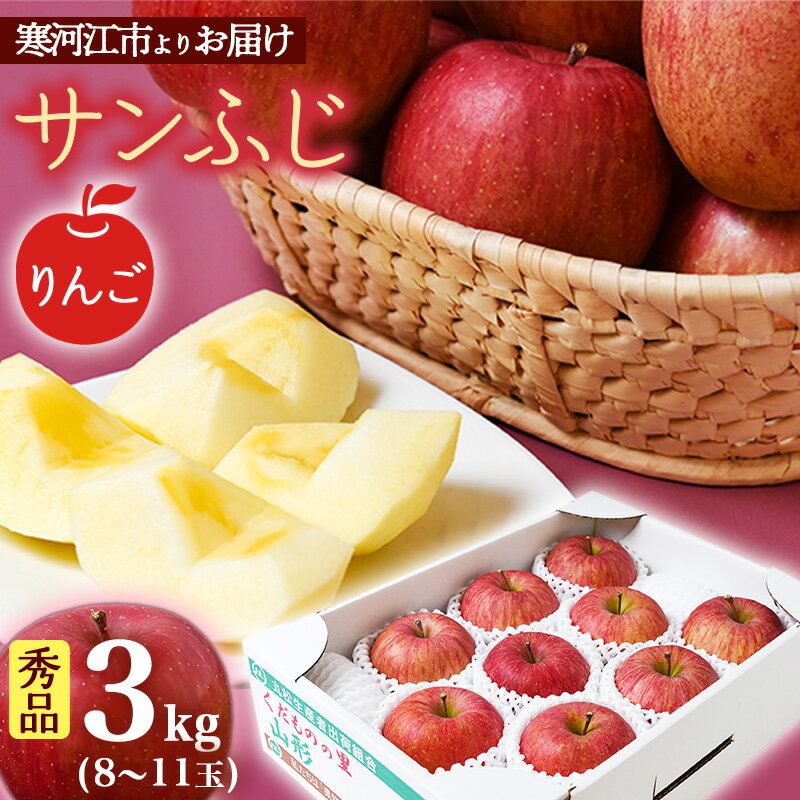 【ふるさと納税】【りんご】「サンふじ」3kg 秀品 （8～1