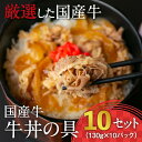 《製造工場直送の牛丼の具が1.3kg！》国産牛 牛丼の具 ドーン！と10個セット　湯煎で温めるだけ お取り寄せ 個包装 小分け 国産牛 牛丼 便利 時短 冷凍 簡単 土産 おかず 惣菜 お肉屋さん お歳暮 夜食 玉ねぎ 工場 直送 1kg 超え