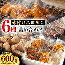 小分けで鮮度抜群の牛ホルモン6パック！特製タレ味付きでお家で焼肉店の味！100gパックだから使いやすい／ホルモン ハツ マルチョウ シマチョウ ショウチョウ テッチャン 国産 お取り寄せ 個包装 小分け 焼肉 お店 便利 土産 おかず 惣菜 肉屋 牛肉