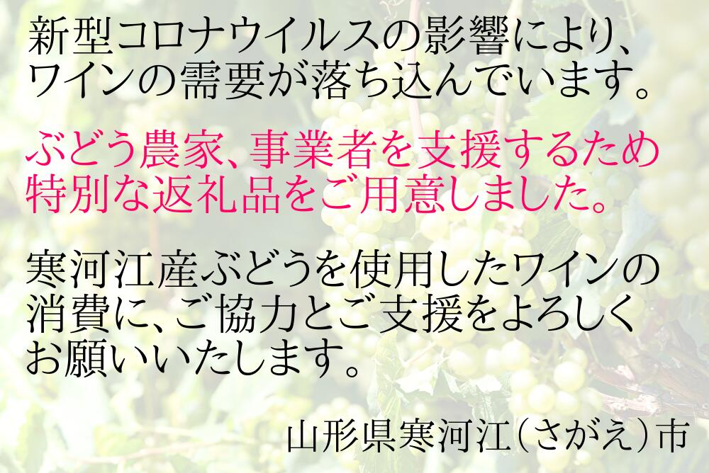 【ふるさと納税】【緊急支援品】ワイン 5か月 定期便 ！ 寒河江 デラウェア ワイン 白/やや甘口 ＜農家救済企画＞ 寒河江産 ぶどう 100% 720ml×2本×5か月（2月〜6月）お届け（クラウドファンディング対象）