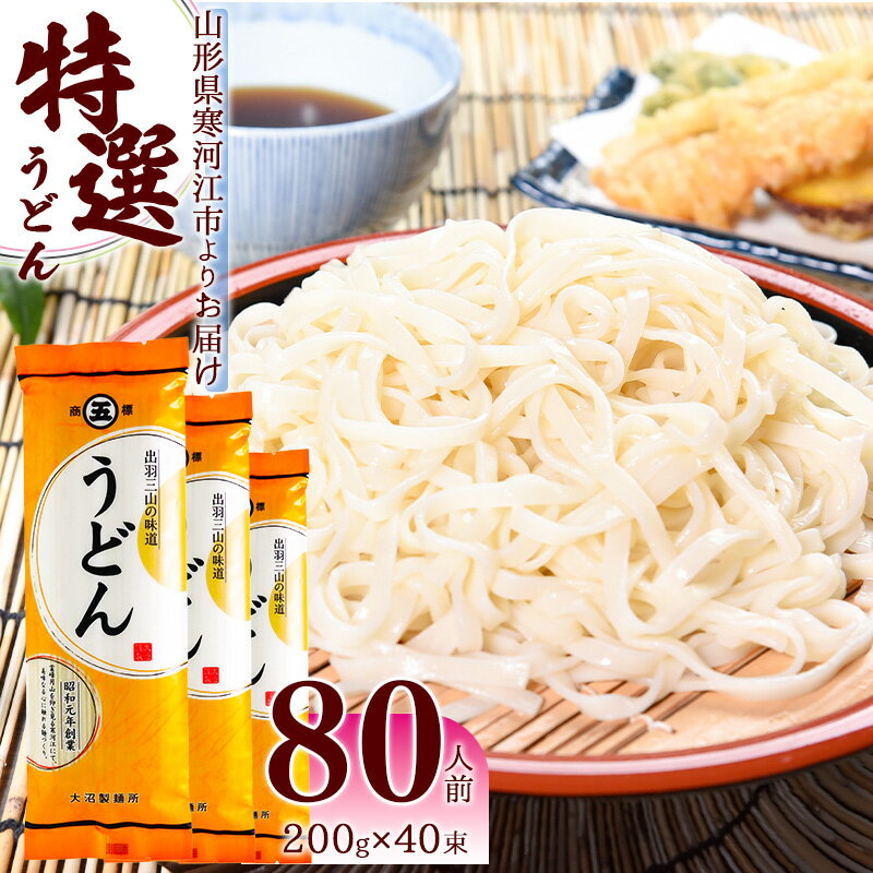 【ふるさと納税】山形の「特選うどん」 80人前（200g×4