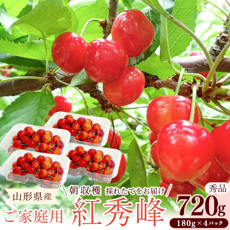 [先行予約] 令和8年産 さくらんぼ 紅秀峰 Lサイズ以上 秀品 720g ご家庭用( 180g×4パック) 2026産 山形県産[2026年6月中旬頃〜7月中旬頃発送予定]※配送不可 沖縄・離島フルーツ 果物 果実 山形産 2026年産 令和8年 直送 お取り寄せ