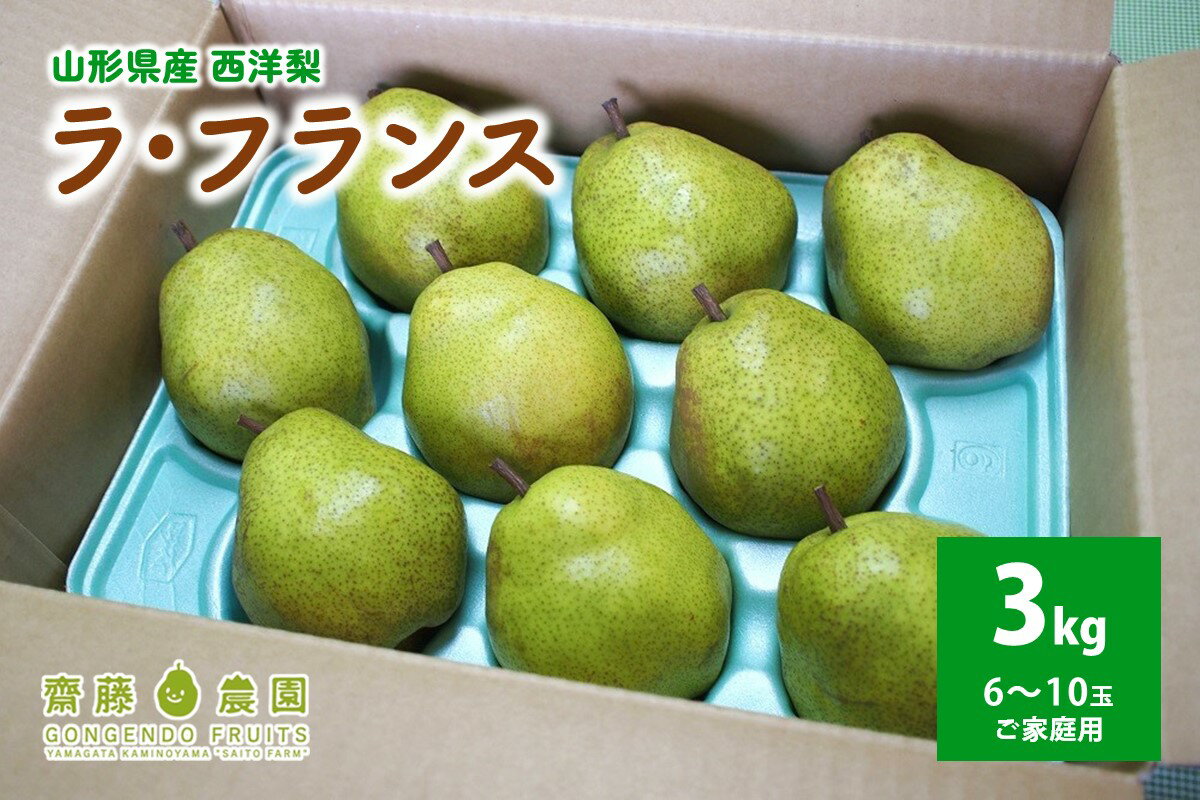 【ふるさと納税】西洋梨 ( ラ・フランス ) 3kg ご家庭用 山形県 上山市 0037-2506