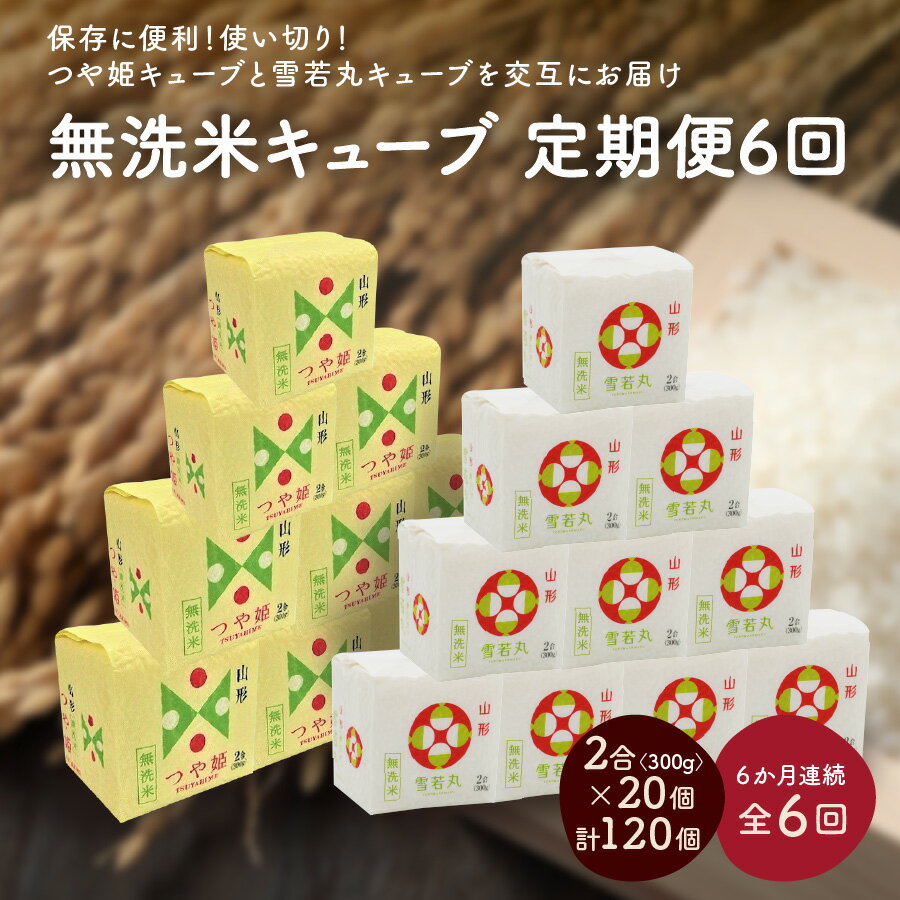 【ふるさと納税】【定期便】令和3年産 無洗米キューブ 2合×20個を6か月連続お届け 0059-2135