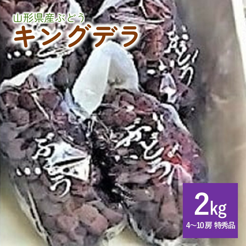 【ふるさと納税】ぶどう キングデラ 特秀品 4～10房 2kg 箱 満杯詰め 糖度18度以上 山形県 上山市 0079-2405