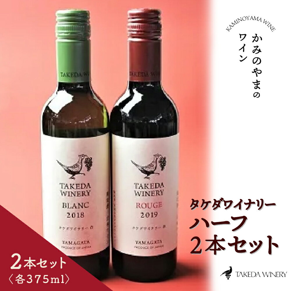 【ふるさと納税】タケダワイナリー ハーフ 375ml × 2本 セット 赤ワイン 白ワイン 辛口 ワイン 酒 日本ワイン マスカットベリーA お取り寄せ 送料無料 山形県 上山市 0141-2302