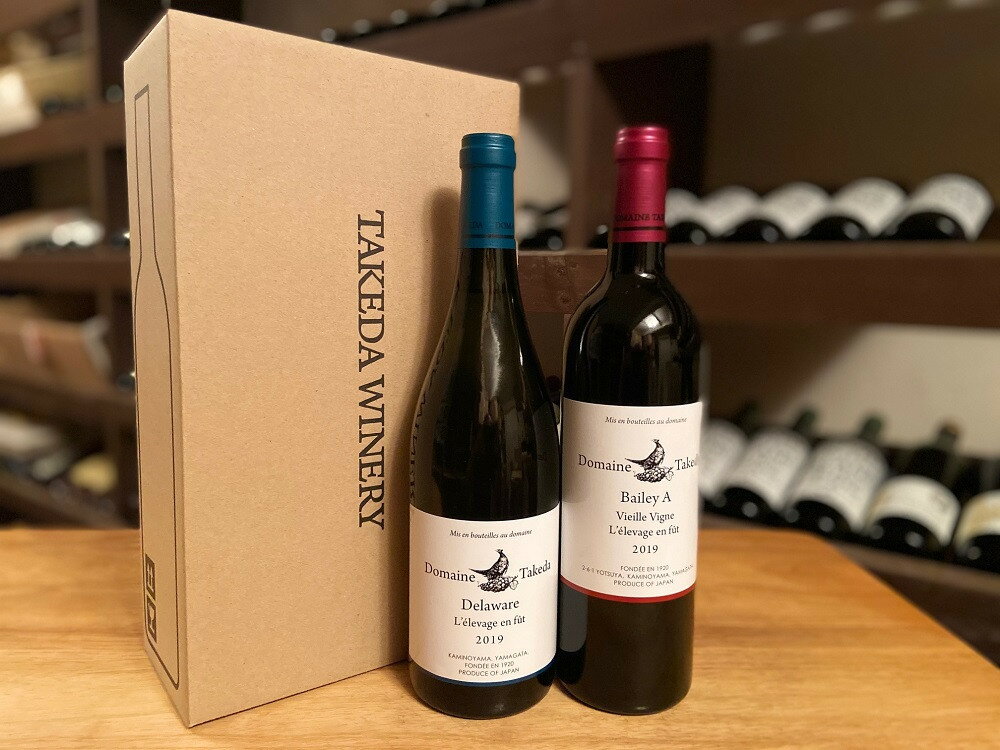 【ふるさと納税】【タケダワイナリー】ドメイヌ・タケダ ベリーA 古木 デラウェア 樽熟成 セット 赤 白 辛口 750ml × 2本 飲み比べ 白ワイン 赤ワイン ワイン 山形県 上山市 0147-2520