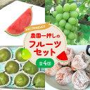 【ふるさと納税】【定期便:全4回】農園一押しのフルーツセット(小玉すいか・シャインマスカット・ラフランス・紅干し柿)山形県 上山市 3000-2501