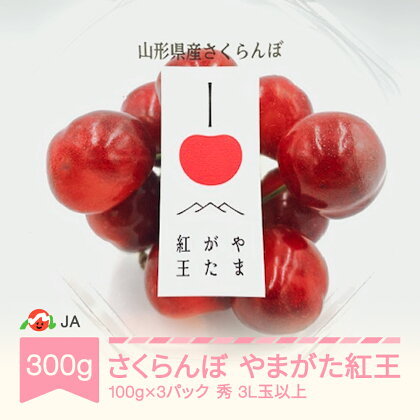 さくらんぼ やまがた紅王 2024年産 令和6年産 ダイヤパック 100g×3P 秀3L玉以上 送料無料 サクランボ