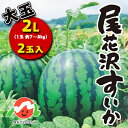 【ふるさと納税】先行予約 大玉 すいか スイカ 2L×2玉入り 令和三年産 2021年産 尾花沢すいか 果物 送料無料（クラウドファンディング対象）