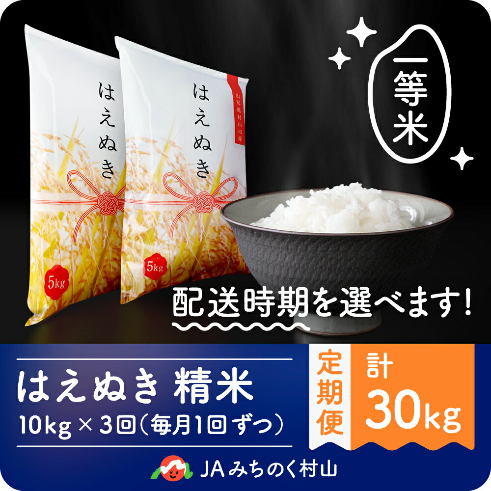 【ふるさと納税】 米 はえぬき 毎月定期便 10kg×3回 精米 令和4年産 202...