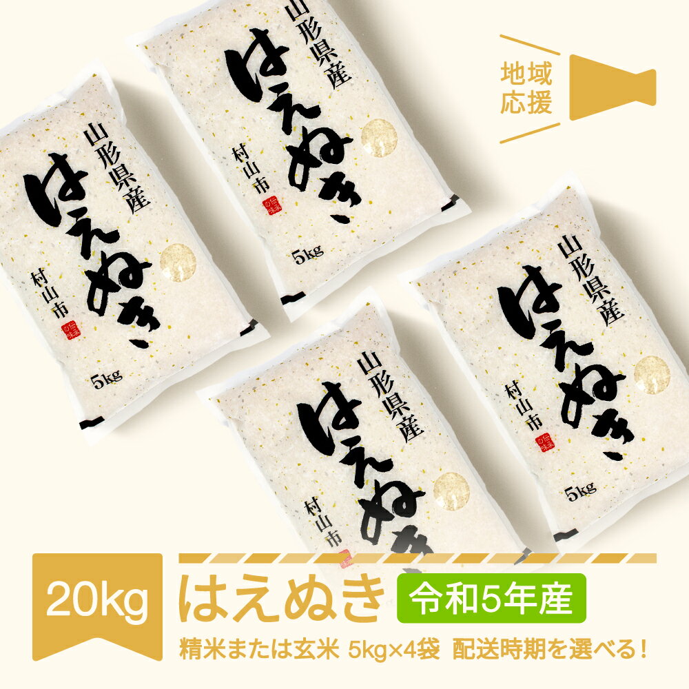 【ふるさと納税】地域応援 米 新米 20kg 5kg×4 はえぬき 精米 玄米 令和5年産 2023年産 山形県産 送料無料※沖縄・離島への配送不可