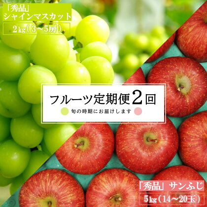 【2024年9月～12月発送分先行受付】【定期便2回】山形旬の果物2選（シャインマスカット/りんご）_H183(R6)