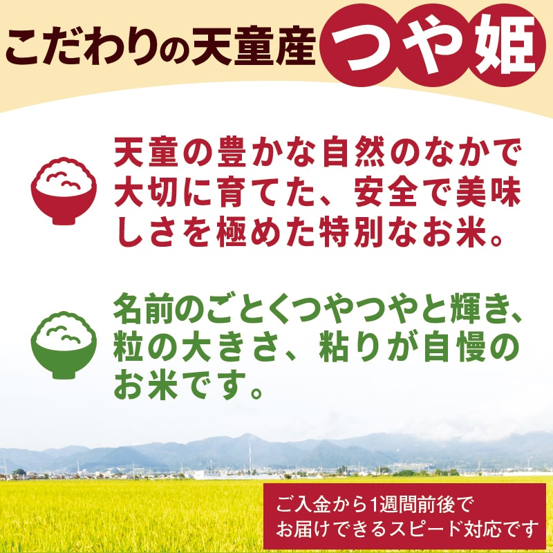 【ふるさと納税】 つや姫 選べる内容量 6kg 10kg 15kg令和5年産 米 コメ お米 精米 ブランド米 特別栽培米 ごはん 白米 ご飯 おにぎり お弁当 天童 山形 お取り寄せ 送料無料 【 山形県 天童市 】