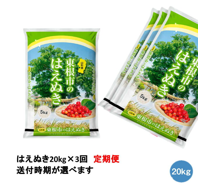 【ふるさと納税】はえぬき20kg×3回(送付時期が選べます)植松商店提供 定期便 2021年産 令和3年産 山形県産 精米 白米 5kg×4袋