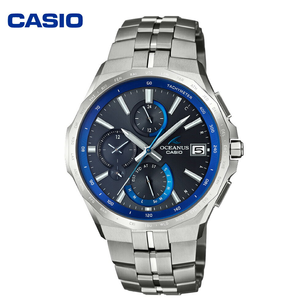 CASIO腕時計 OCEANUS OCW-S5000-1AJF腕時計 時計 ウォッチ カシオ CASIO マンタ Manta オシアナス メンズ 男性 電波 ソーラー 多針 アナログ シルバー ネイビー 紺色 国内正規品 山形県 東根市