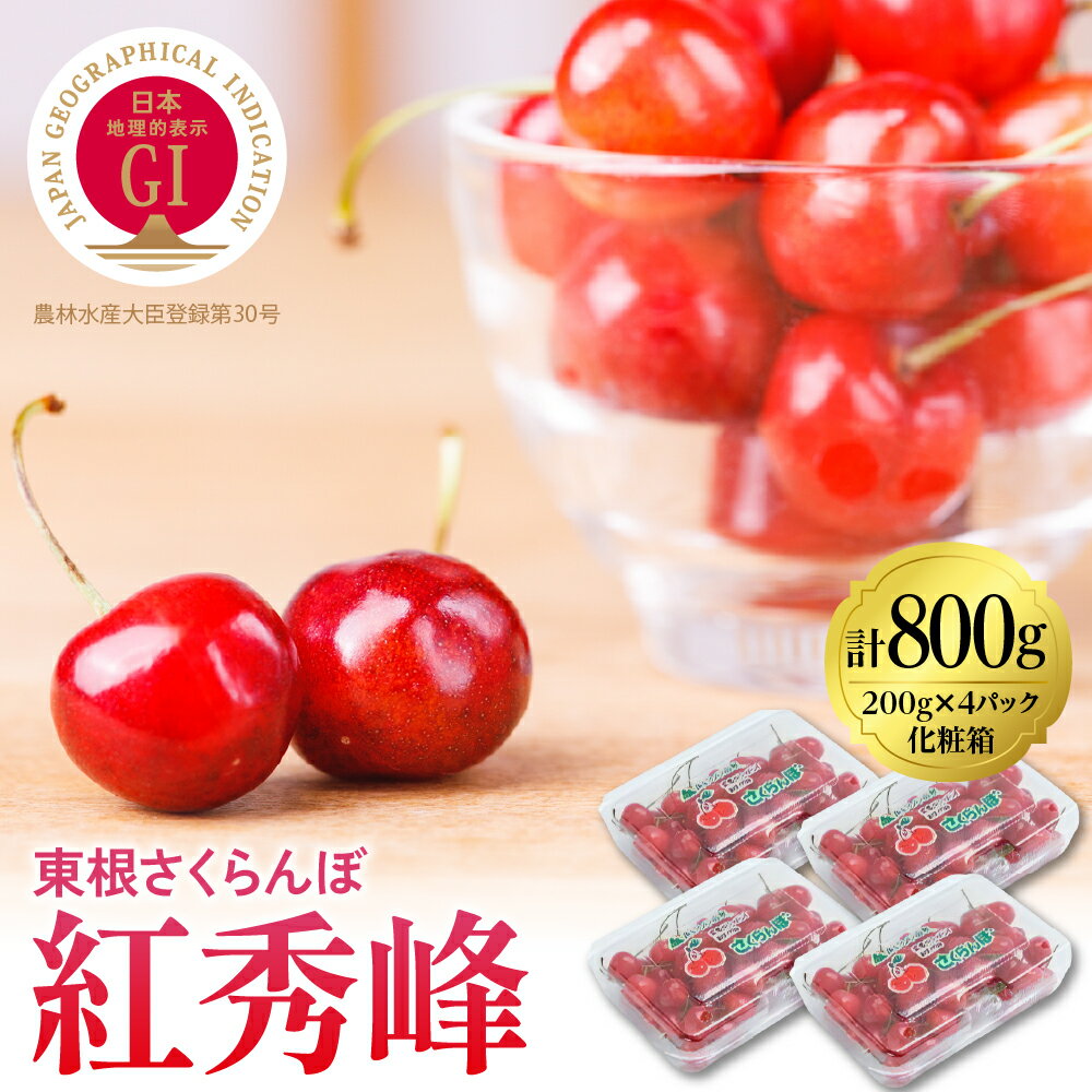 【ふるさと納税】2024年さくらんぼ「紅秀峰」800g (200g×4パック) 東根農産センター提供フルーツ 果物 くだもの サクランボ チェリー 小分け 箱入り 化粧箱 期間限定 冷蔵配送 ご当地 特産 産地 直送 お取り寄せグルメ 東北 山形県 東根市