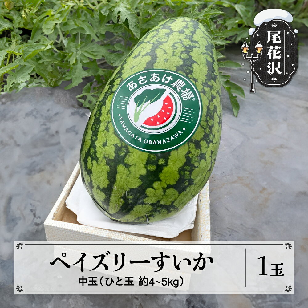 先行予約 尾花沢産 ペイズリーすいか 約4~5kg×1玉 令和6年産 2024年産 7月中旬~8月中旬頃発送 山形 中玉 スイカ すいか 西瓜 果物 くだもの フルーツ 数量限定 ぺいずりー 送料無料 あさあけ農場 お中元 ギフト 贈答 an-supsx1※沖縄・離島への配送不可