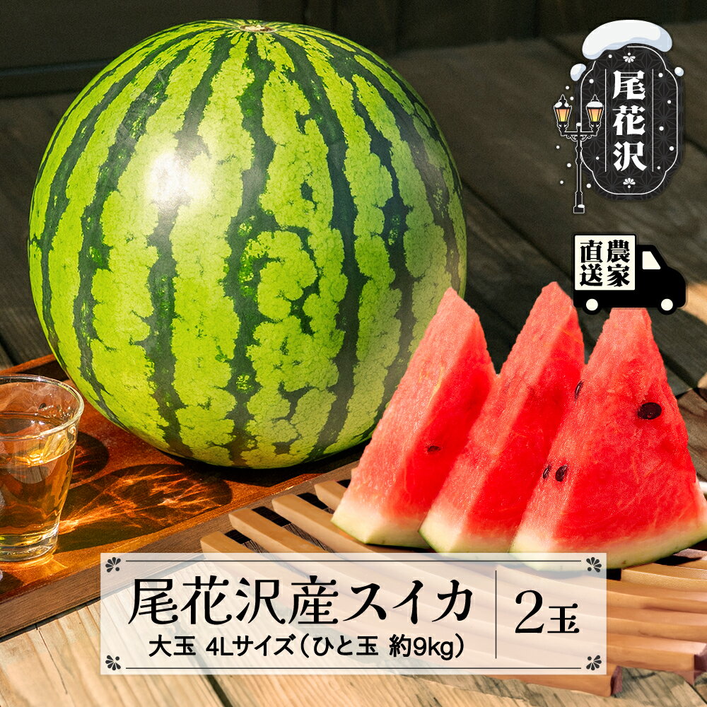 【ふるさと納税】尾花沢産スイカ 大玉 4Lサイズ 約9kg 2玉 7月下旬～8月中旬頃発送 令和6年産 尾花沢スイカ すいか 西瓜 送料無料 観光物産 沖縄・離島への配送不可