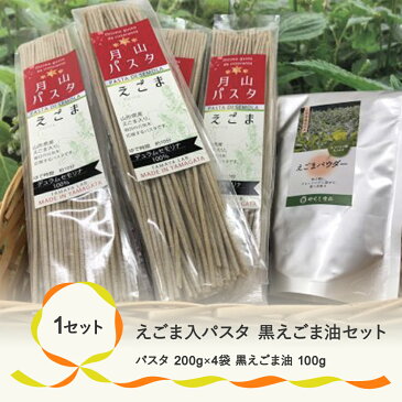 【ふるさと納税】尾花沢産えごま入パスタ・黒えごま油セット[国産調味料・低温圧搾・自然栽培・スパゲッティ・荏胡麻・エゴマ・送料無料]《028H》