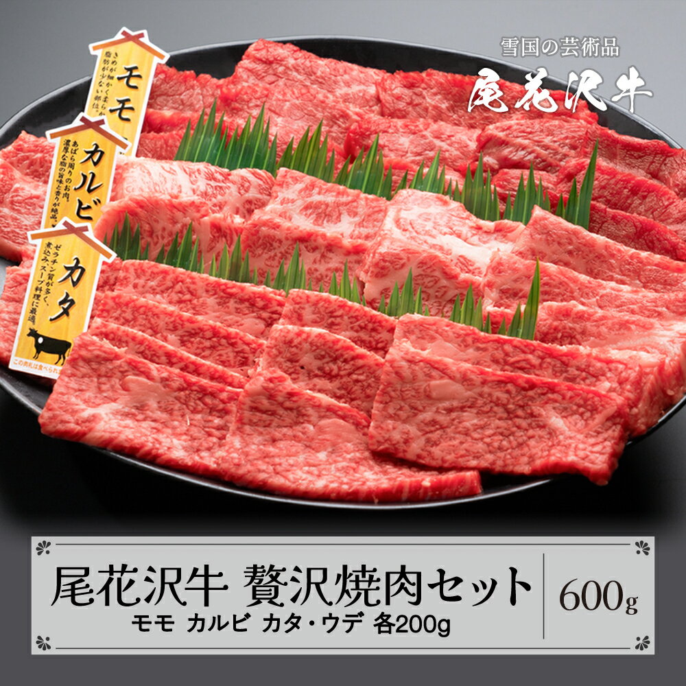 尾花沢牛 A4-5 贅沢焼肉セット モモ カルビ カタ・ウデ 各200g 計600g 牛肉 黒毛和牛 国産 送料無料 nj-ogzys600